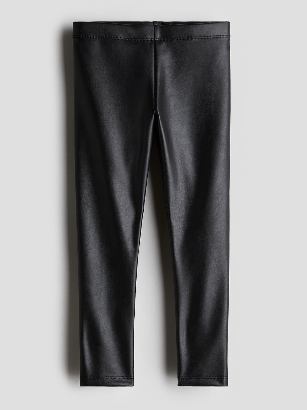 H&M Girls Black Faux Leather Leggings - Size 8 - Excellent Condition